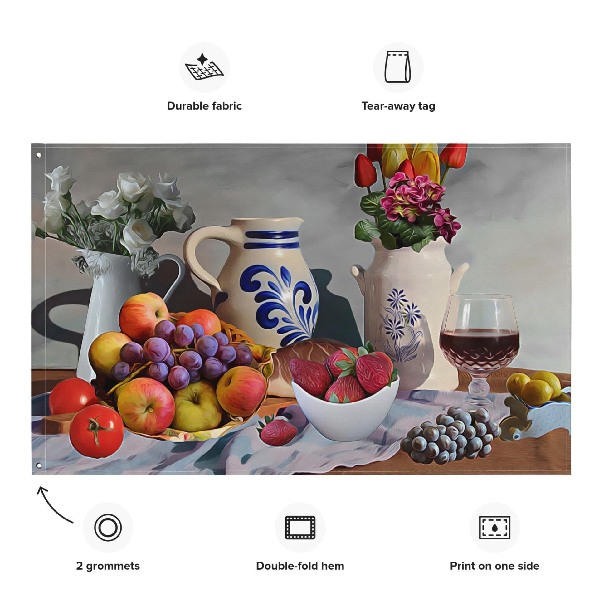 image-Still Life Grapes Painting Flag Tapestry