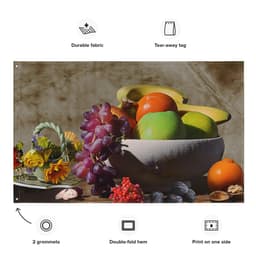 image-Fruit Bowl Still Life Painting Flag Tapestry