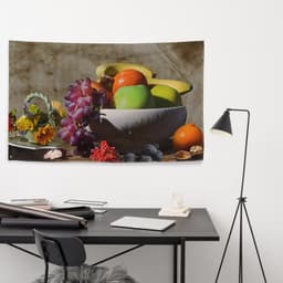 image-Fruit Bowl Still Life Painting Flag Tapestry