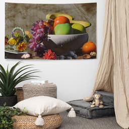 image-Fruit Bowl Still Life Painting Flag Tapestry
