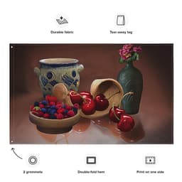 image-Cherry Still Life Painting Flag Tapestry