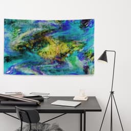 image-Yellow Blue Abstract Painting Flag Tapestry
