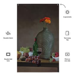 image-Wine Glass Still Life Painting 2 Flag Tapestry