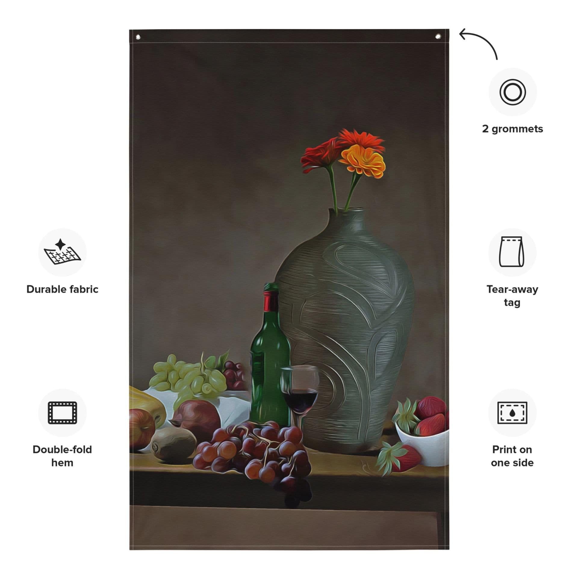 image-Wine Glass Still Life Painting 2 Flag Tapestry
