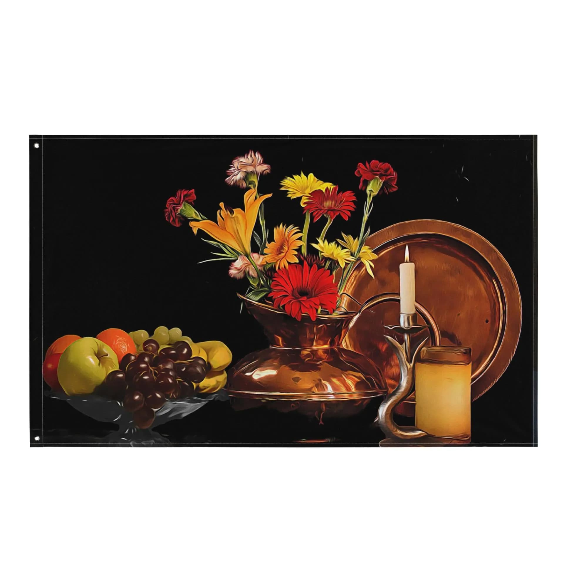 image-Still Life Candle Painting Flag Tapestry