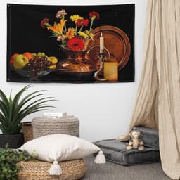image-Still Life Candle Painting Flag Tapestry