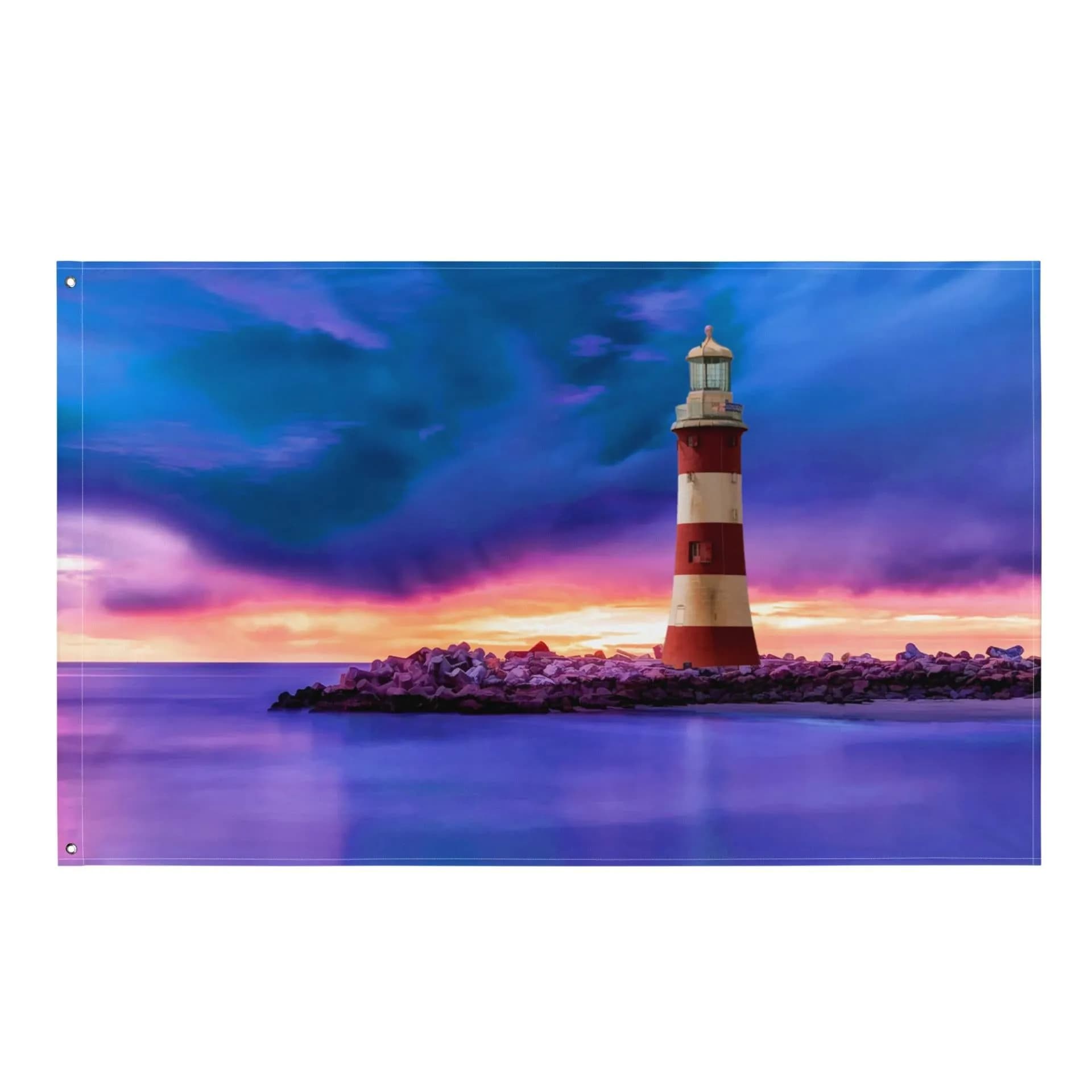 image-Lighthouse and Sea Painting Flag Tapestry