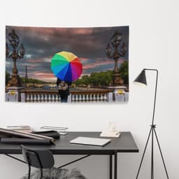 image-Glimpse of Eiffel Tower Painting Flag Tapestry