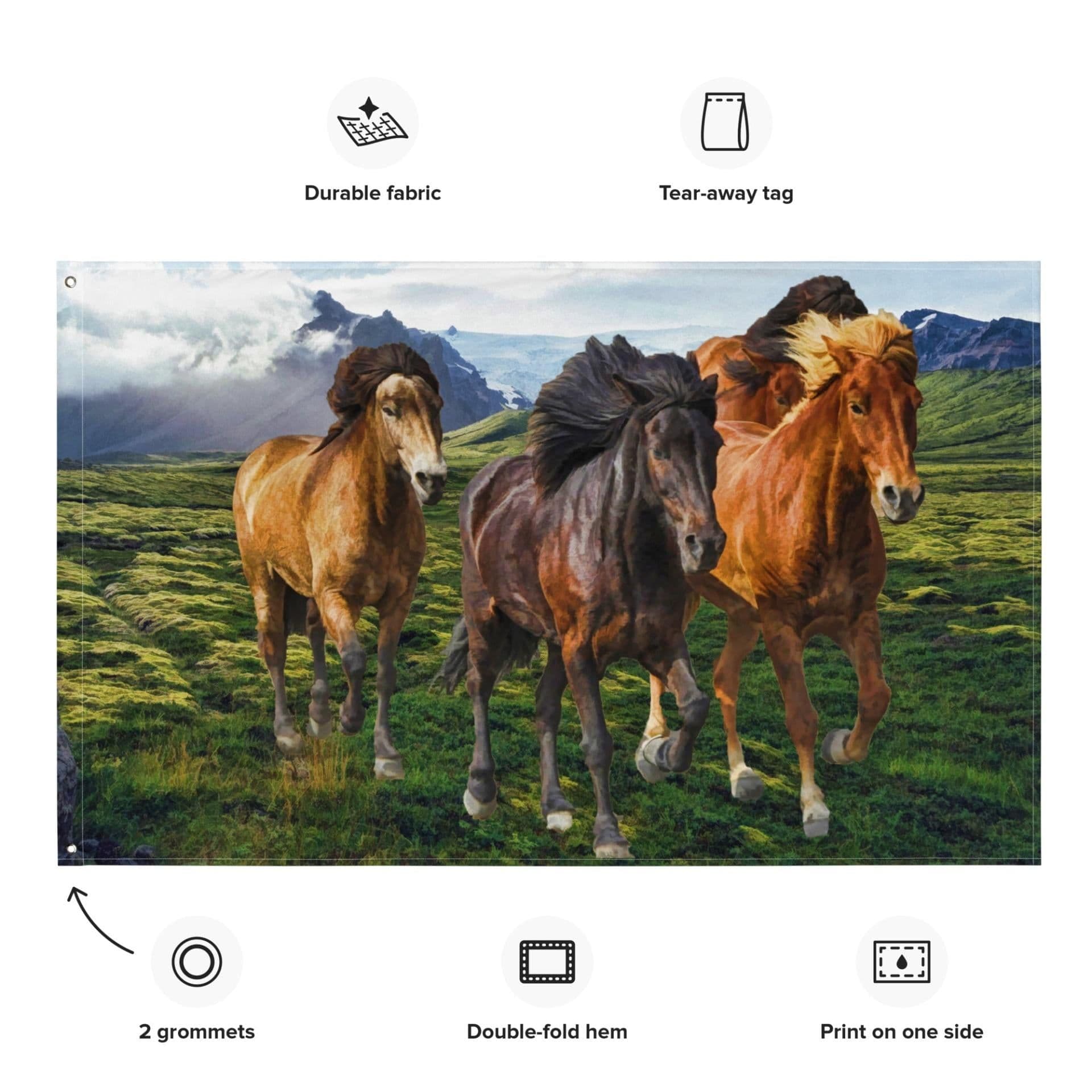 image-Mountian Horse Painting Flag Tapestry