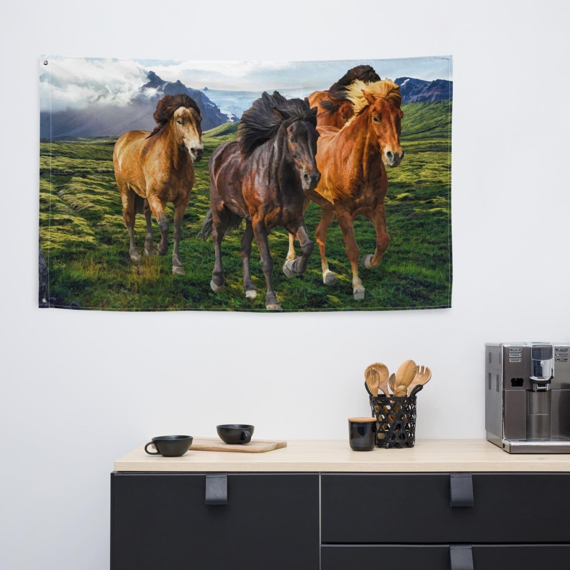 image-Mountian Horse Painting Flag Tapestry