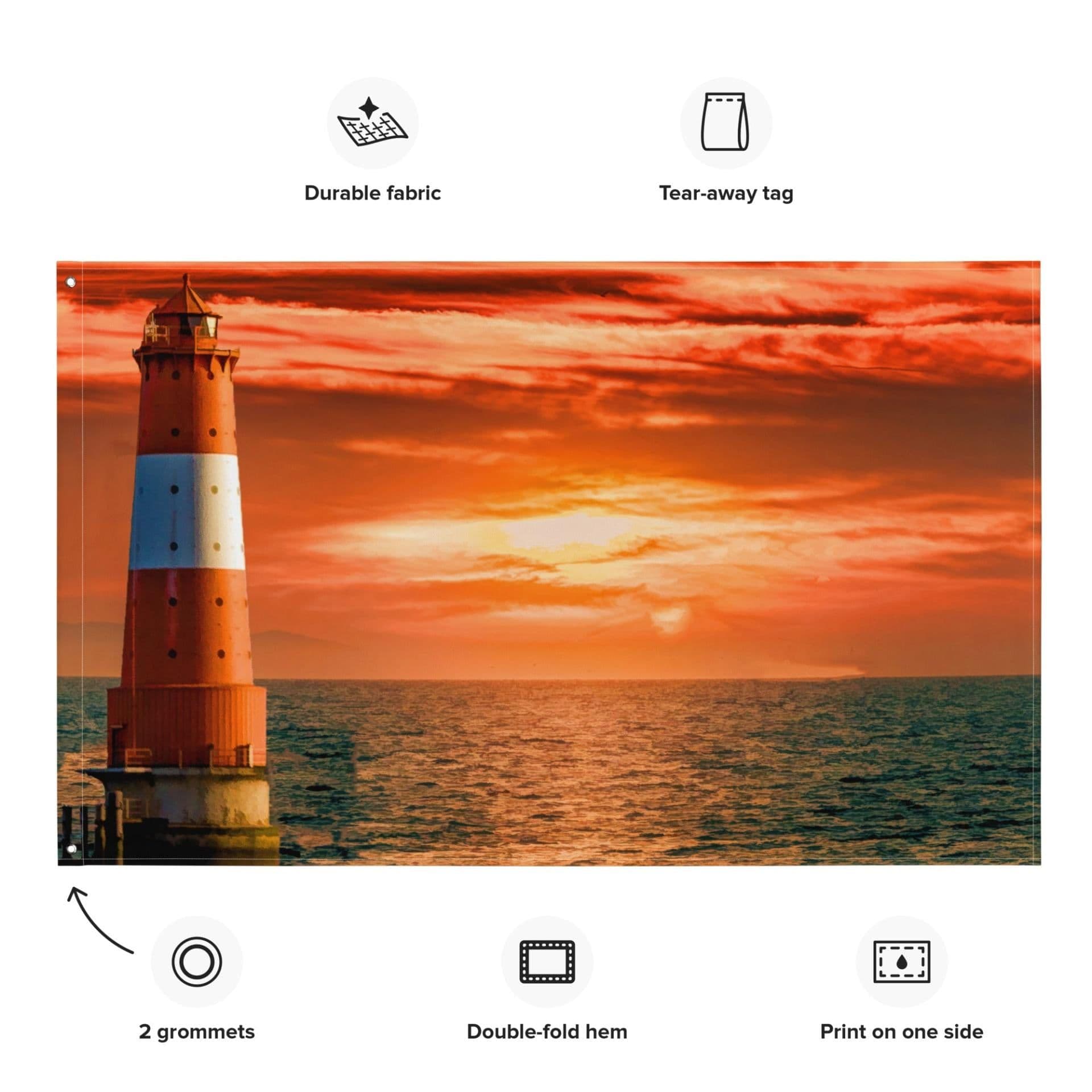 image-Sea Lighthouse Painting Flag Tapestry