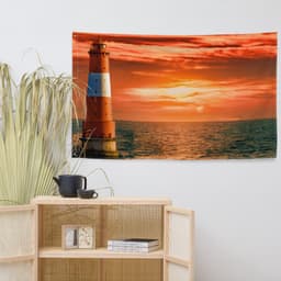 image-Sea Lighthouse Painting Flag Tapestry