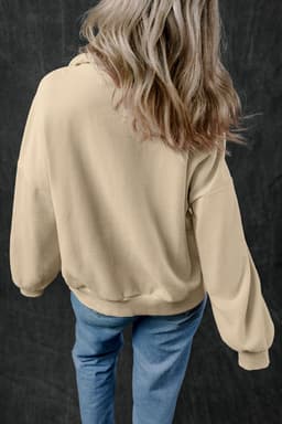 image-Light Grey Kangaroo Pocket Zip-up Sweatshirt (56 characters)