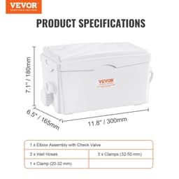 image-VEVOR Macerator Pump, 350W, 6000 L/h Flow, 23 ft/7 m Head, Macerator Sewerage Sump Pump with 3 Water Inlets for Basement, Kitchen, Sink, Shower, Bathtub, Laundry Waste Water Disposal Upflush Machine