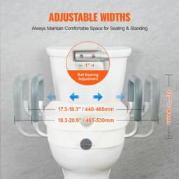 image-VEVOR Raised Toilet Seat, 5" Height Raised, 350 lbs Weight Capacity, for Round and Elongated Toilet, Twist Lock Installation,19.1" - 21.7" Adjustable Width, for Elderly, Handicap, Patient, Pregnant, M
