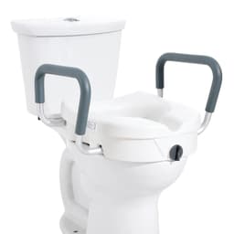 image-VEVOR Raised Toilet Seat, 5" Height Raised, 350 lbs Weight Capacity, for Round and Elongated Toilet, Twist Lock Installation,19.1" - 21.7" Adjustable Width, for Elderly, Handicap, Patient, Pregnant, M