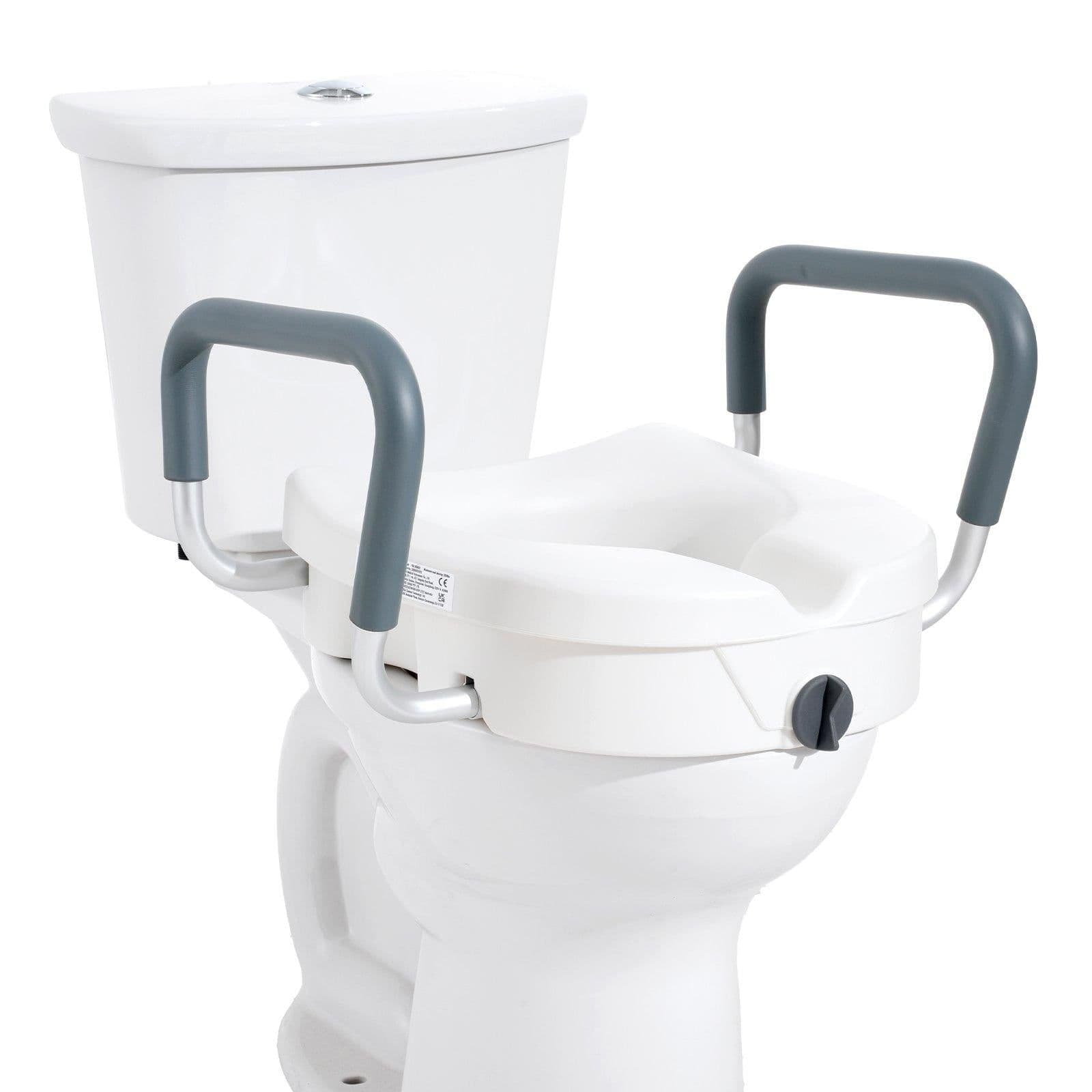 image-VEVOR Raised Toilet Seat, 5" Height Raised, 350 lbs Weight Capacity, for Round and Elongated Toilet, Twist Lock Installation,19.1" - 21.7" Adjustable Width, for Elderly, Handicap, Patient, Pregnant, M