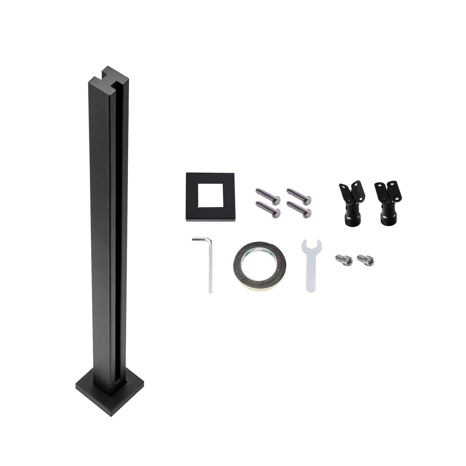 image-VEVOR Glass Clamp, 35.83" Height Glass Railing Bracket for 0.39 "-0.47 " Thickness Tempered Glass, 304 Stainless Steel Glass Mounting Clamp, Glass Shelf Bracket for Balcony, Garden, Deck, Stair, Black