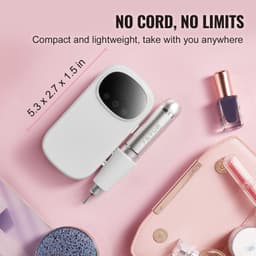 image-VEVOR Electric Rechargeable Nail Drill, 35,000RPM Portable Cordless Nail E File Machine, LCD-Display Acrylic Gel Grinder Tool with 6 Bits and 50PCS Sanding Bands for Manicure Pedicure Carve Polish