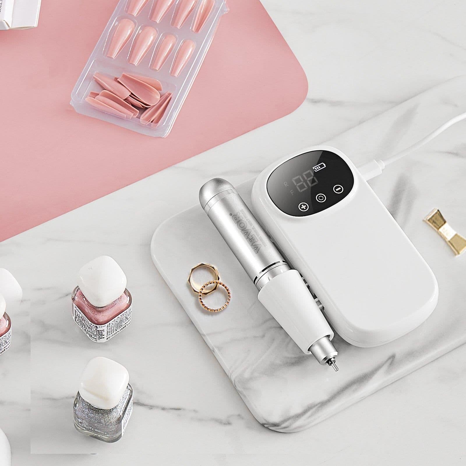 image-VEVOR Electric Rechargeable Nail Drill, 35,000RPM Portable Cordless Nail E File Machine, LCD-Display Acrylic Gel Grinder Tool with 6 Bits and 50PCS Sanding Bands for Manicure Pedicure Carve Polish