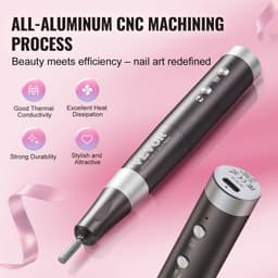 image-VEVOR Electric Cordless Nail Drill, 30,000RPM Variable-Speed Rechargeable Nail E File Machine, Portable Manicure Pedicure Polisher with 50PCS Sanding Bands for Dead Skin Removal, Nail Surface Smooth