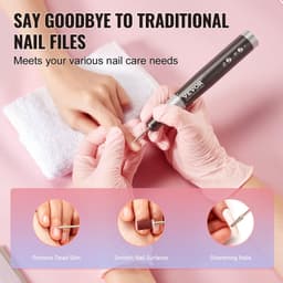 image-VEVOR Electric Cordless Nail Drill, 30,000RPM Variable-Speed Rechargeable Nail E File Machine, Portable Manicure Pedicure Polisher with 50PCS Sanding Bands for Dead Skin Removal, Nail Surface Smooth
