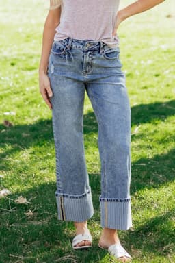 image-Ashleigh Blue Cuffed Straight Jeans