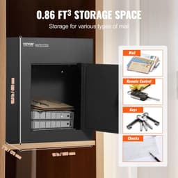 image-VEVOR Through The Wall Drop Box, Heavy Duty Steel Through the Wall Mailbox with 2.8-7.9" 13" Combination Lock, 13x7x17" Mail Drop Box, Black