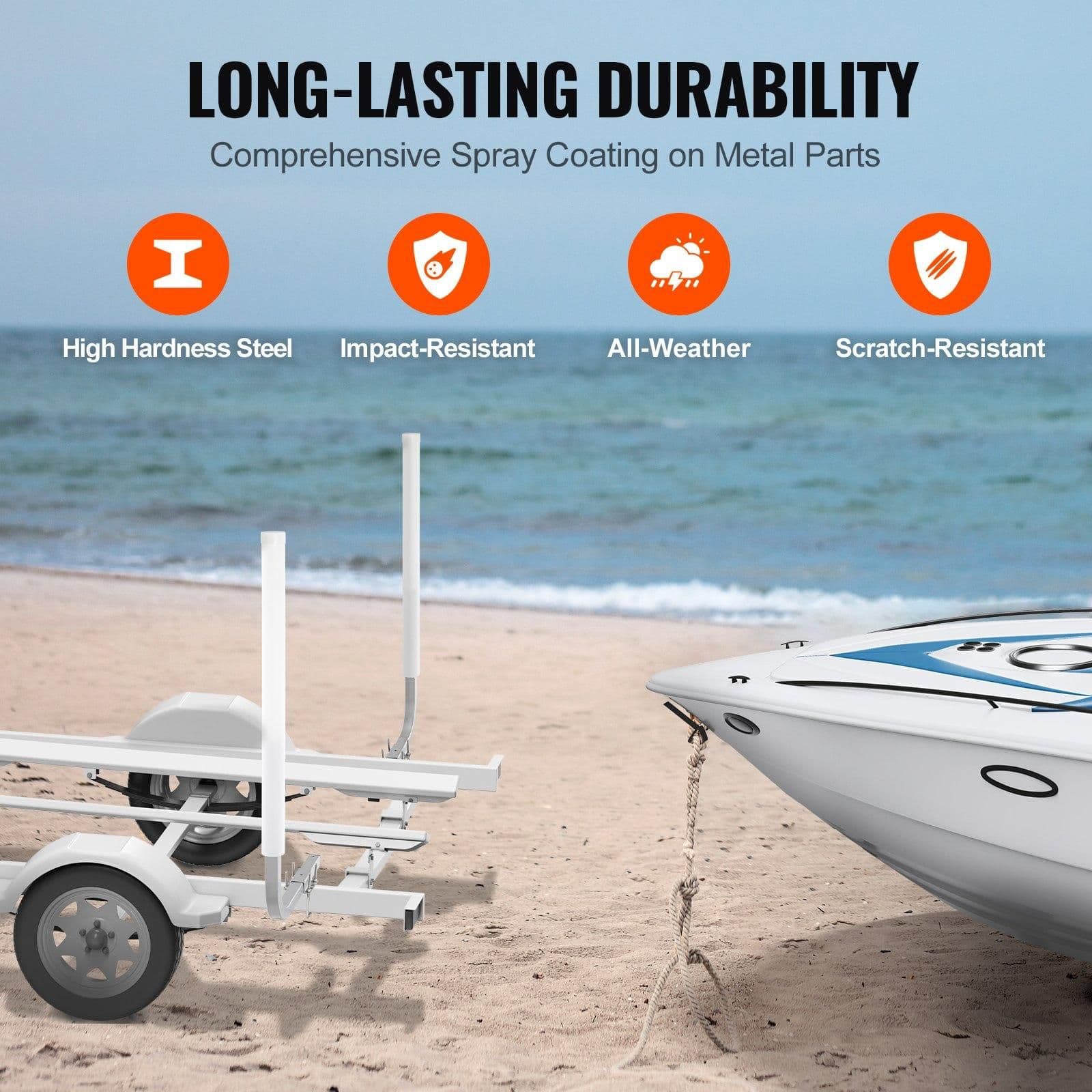 image-VEVOR Boat Trailer Guide, 60″ Adjustable Design Trailer Guide Poles, 2PCS High-Hardness Steel Trailer Guide-Ons, Trailer Guides with PVC Pipes, for Ski Boat, Fishing Boat or Sailboat Trailer
