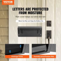 image-VEVOR Through The Door Key Drop Box, Heavy Duty Steel Through the Door Mailbox with 1.8" 12" Key Lock, 12x6x16" Mail Drop Box, Black