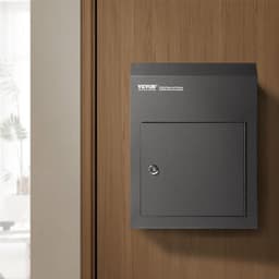 image-VEVOR Through The Door Key Drop Box, Heavy Duty Steel Through the Door Mailbox with 1.8" 12" Key Lock, 12x6x16" Mail Drop Box, Black