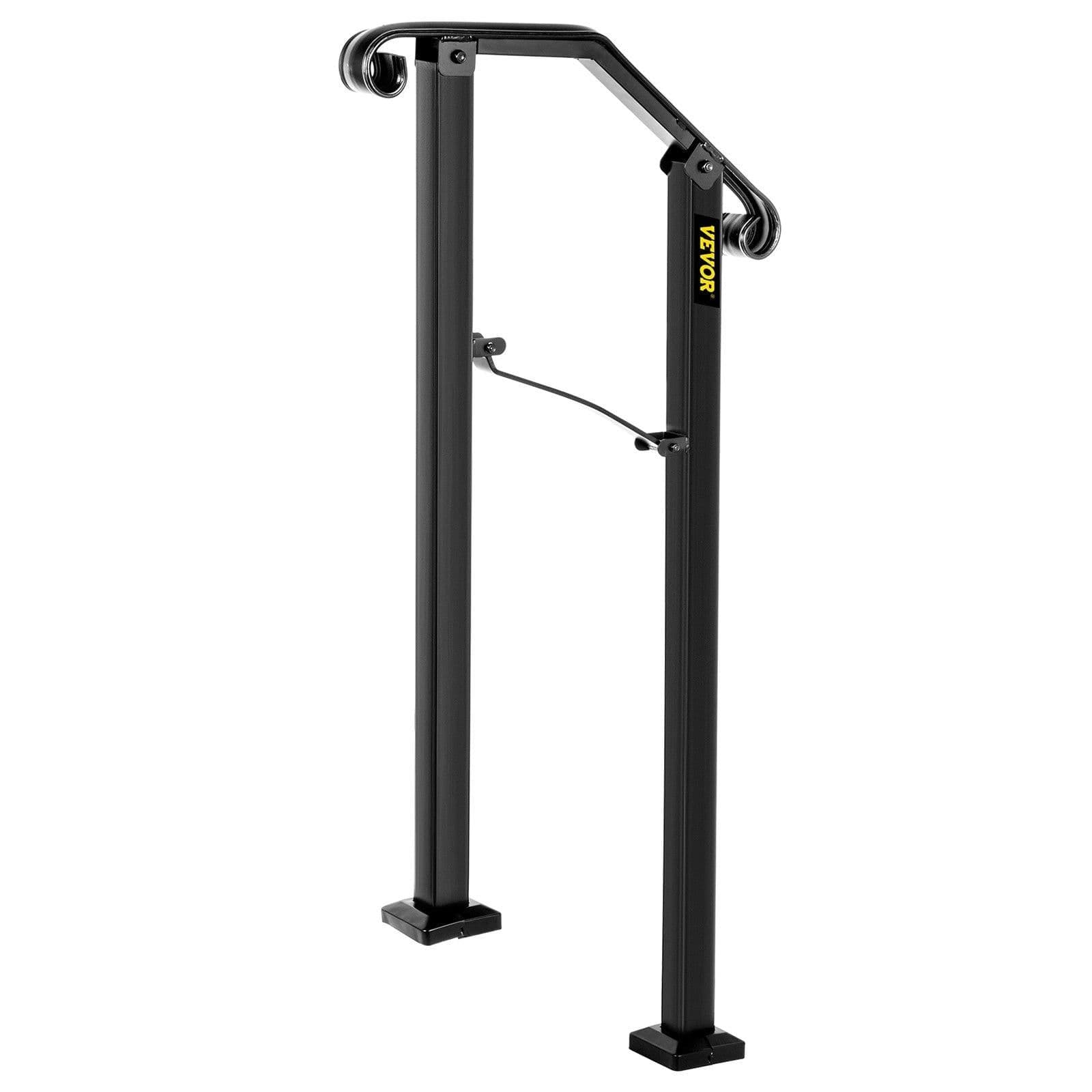 image-VEVOR Handrails for Outdoor Steps, Fit 1 or 2 Steps Outdoor Stair Railing, Arch#1 Wrought Iron Handrail, Flexible Porch Railing, Black Transitional Handrails for Concrete Steps or Wooden Stairs