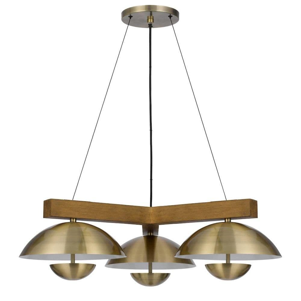 image-Lakeland 15W X 3 Intergrated Dimmable Led Metal / Birch Wood Pendant Light