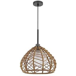 image-Dunn 60W Metal Pendant With Burlap Roped Shade