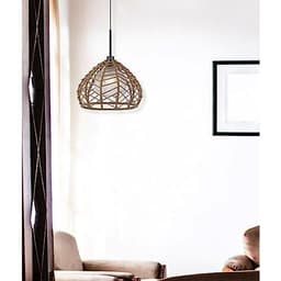 image-Dunn 60W Metal Pendant With Burlap Roped Shade