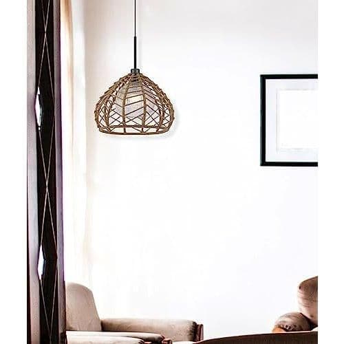 image-Dunn 60W Metal Pendant With Burlap Roped Shade