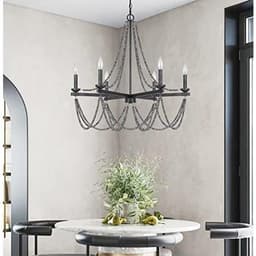 image-60W X 6 Ventura Metal Beaded Chandelier