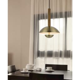 image-Lakeland 15W Intergrated Dimmable Led Metal / Birch Wood Pendant Light