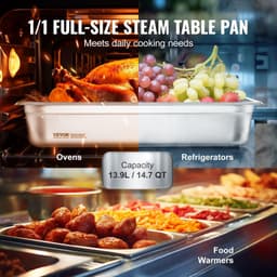 image-VEVOR 4 Pack Hotel Pans, Full Size Anti-Jam Steam Pan with Lid, 0.8mm Thick Stainless Steel Steam Table Pan, 4-Inch Deep Commercial Table Pan, Catering Storage Food Pan, for Industrial & Scientific