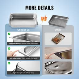 image-VEVOR 4 Pack Hotel Pans, Full Size Anti-Jam Steam Pan with Lid, 0.8mm Thick Stainless Steel Steam Table Pan, 4-Inch Deep Commercial Table Pan, Catering Storage Food Pan, for Industrial & Scientific