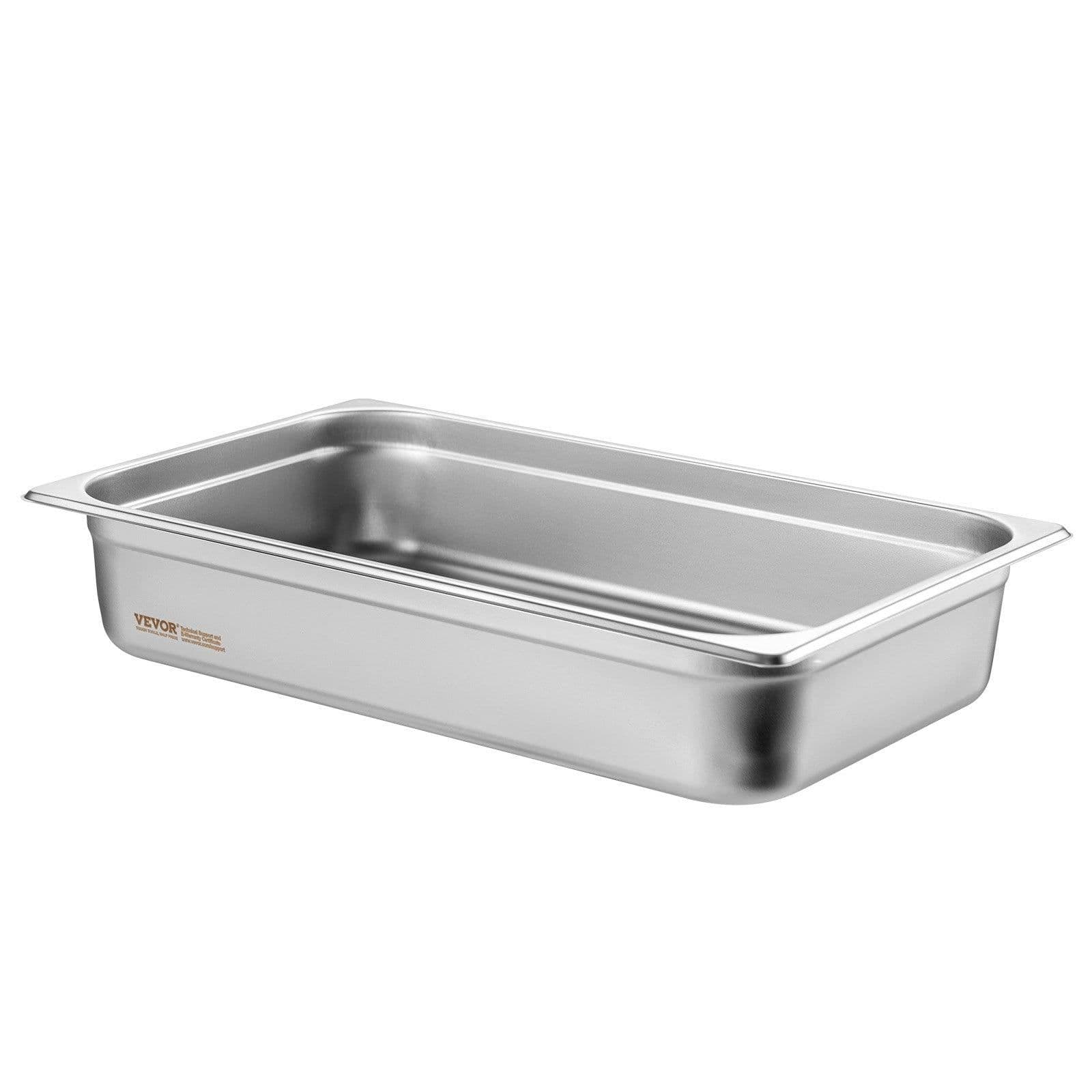 image-VEVOR 4 Pack Hotel Pans, Full Size Anti-Jam Steam Pan with Lid, 0.8mm Thick Stainless Steel Steam Table Pan, 4-Inch Deep Commercial Table Pan, Catering Storage Food Pan, for Industrial & Scientific