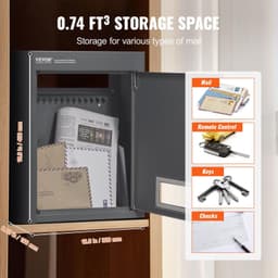image-VEVOR Through The Wall Drop Box, Heavy Duty Steel Through the Wall Mailbox with 2.8-7.9" 13" Combination Lock, 12.5x6.3x16.9" Mail Drop Box, Dark Gray
