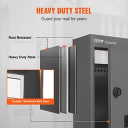 image-VEVOR Through The Wall Drop Box, Heavy Duty Steel Through the Wall Mailbox with 2.8-7.9" 13" Combination Lock, 12.5x6.3x16.9" Mail Drop Box, Dark Gray