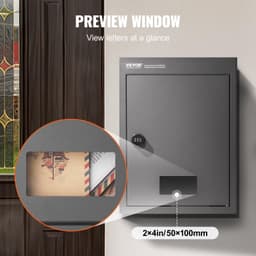 image-VEVOR Through The Wall Drop Box, Heavy Duty Steel Through the Wall Mailbox with 2.8-7.9" 13" Combination Lock, 12.5x6.3x16.9" Mail Drop Box, Dark Gray
