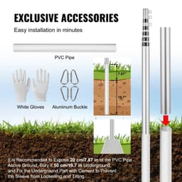 image-VEVOR 30FT Telescoping Flag pole Kit, Heavy Duty Aluminum Alloy in Ground Flag Poles for Outside, 3 Display Modes Flagpole with 3x5 American Flag, Professional Accessories, Silver
