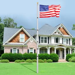 image-VEVOR 30FT Telescoping Flag pole Kit, Heavy Duty Aluminum Alloy in Ground Flag Poles for Outside, 3 Display Modes Flagpole with 3x5 American Flag, Professional Accessories, Silver