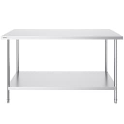 image-VEVOR Stainless Steel Prep Table, 30 x 60 x 34 Inch, 910 lbs Load Capacity, Heavy Duty Metal Worktable with 3 Adjustable Height Levels, Commercial Workstation for Kitchen Garage Restaurant Backyard