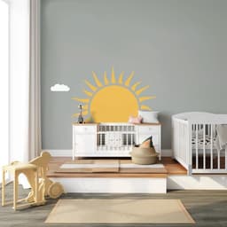 image-Large Half Sun Wall Decal | Cheerful Nursery Wall Art Sticker | Kids Room Sunshine Decor | Baby Room Wall Decoration