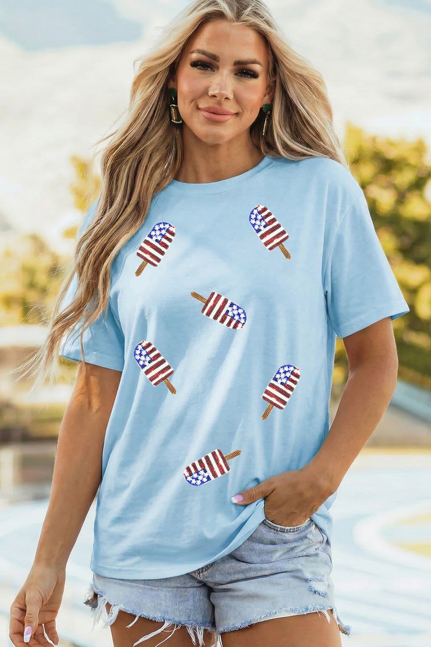 image-Light Blue Sequin Popsicle T-Shirt