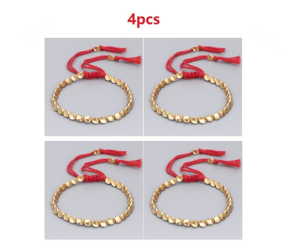 image-Handmade Tibetan Buddhist Bracelets On Hand Braided Copper Beads Lucky Rope Bracelet & Bangles For Women Men